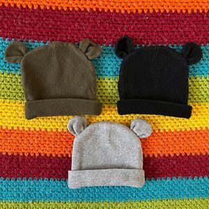 Preemie size baby hats, set of 3